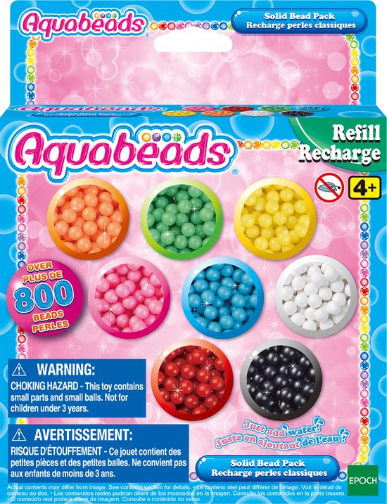 Aquabeads navulling parelpakket - 800 parels- 8 kleuren
